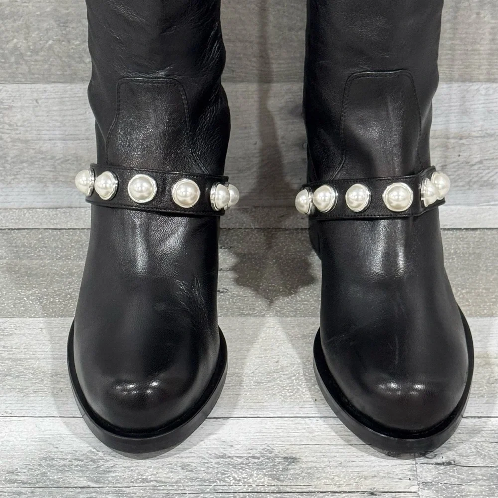 STUART WEITZMAN Portia Studded Over Knee Boots - Black - Size - 7.5B